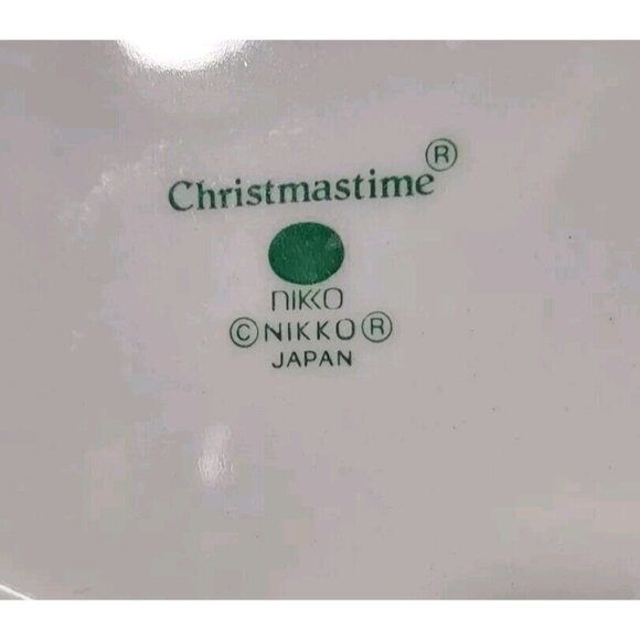 Nikko Happy Holiday Porcelain 2 Tier Octagon Serving Tray w/ Post Gold Handle - Picture 8 of 13